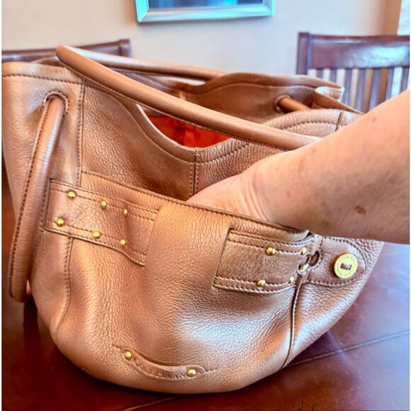 COLE HAAN - "Denny" Bronze Metallic Soft Pebble Leather Tote Shoulder Bag/Sweet! - Picture 13 of 16
